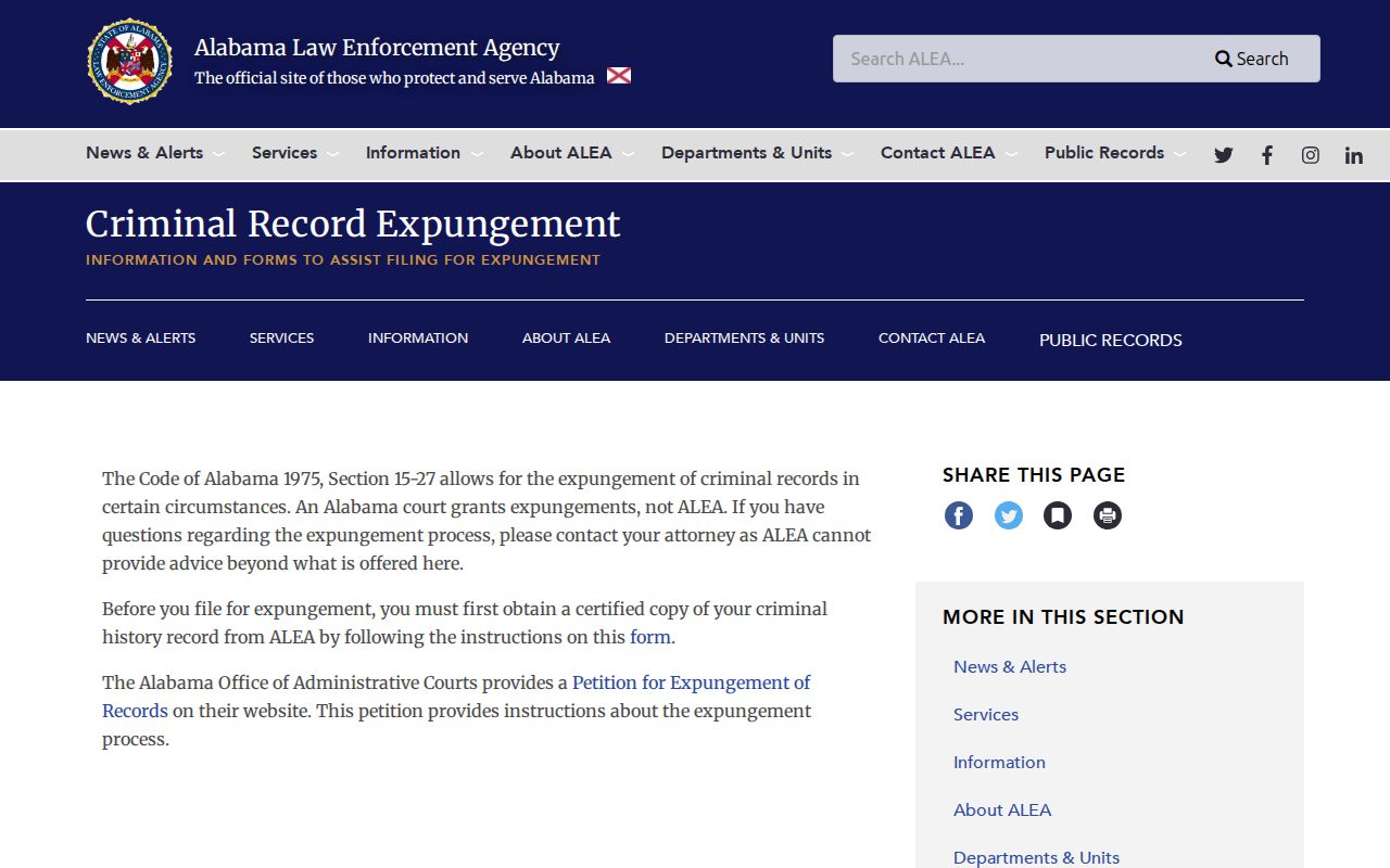 Conecuh County busted mugshot record expungement guidance from ALEA