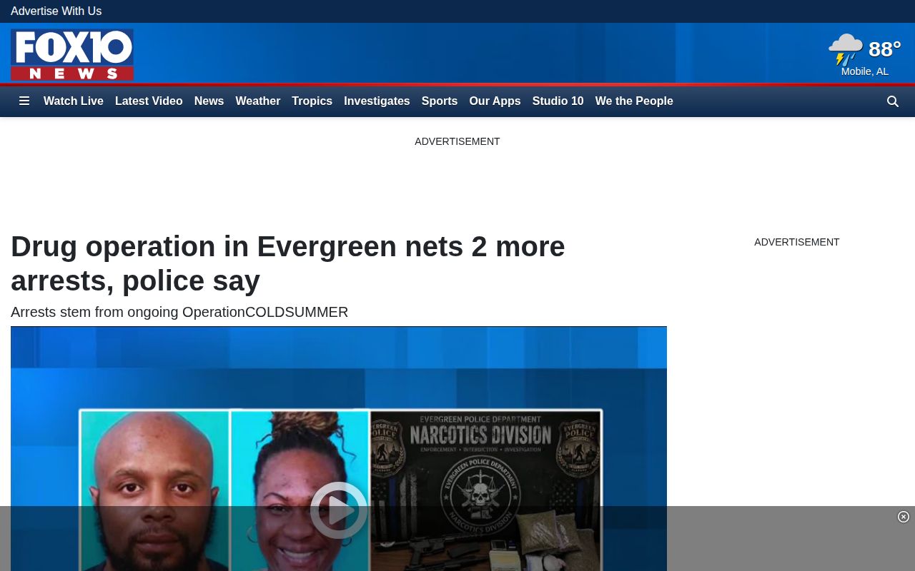 FOX10 Conecuh County arrest news and Evergreen police release example